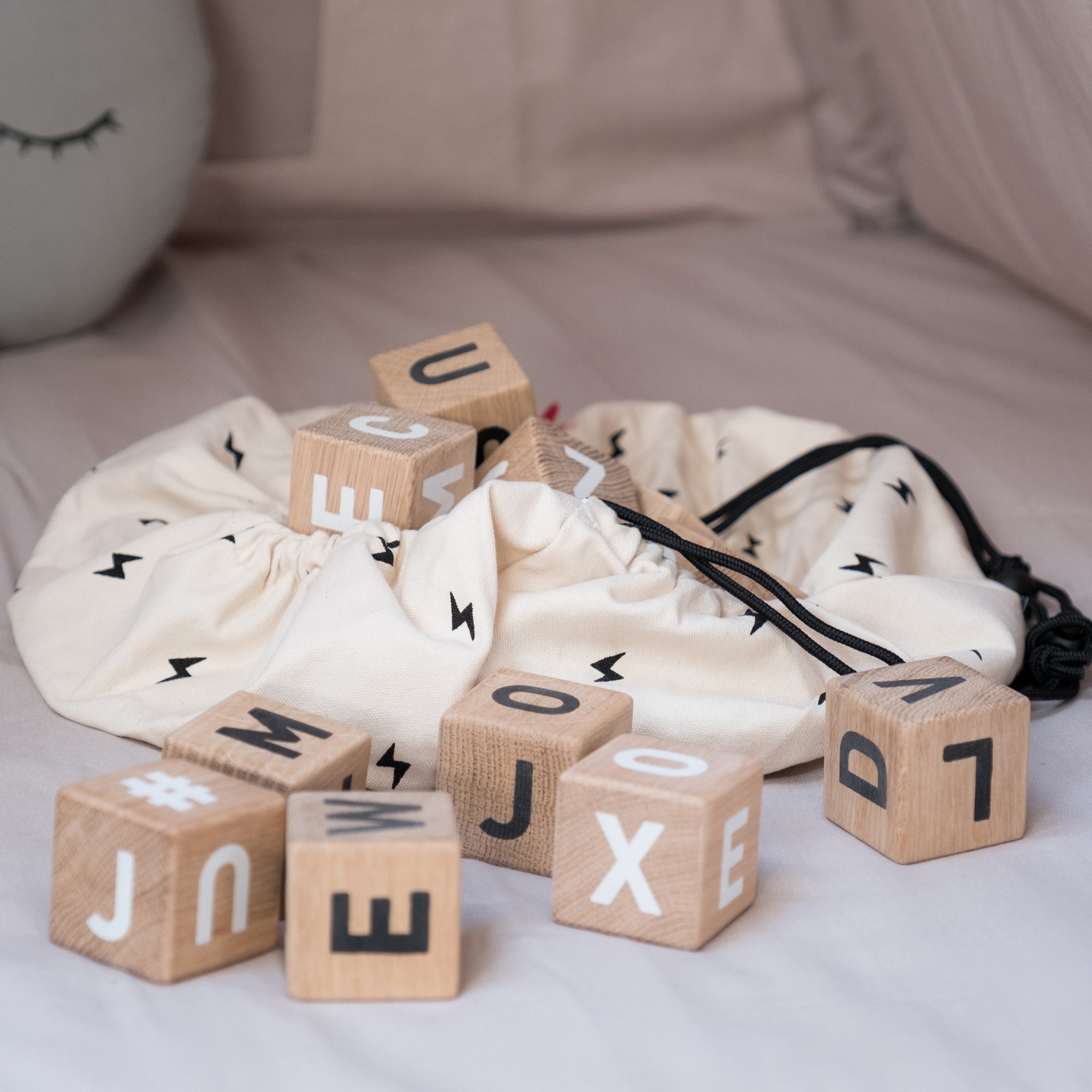 Word Cubes and Play & Go Mini Storage Bag, available at Bobby Rabbit.