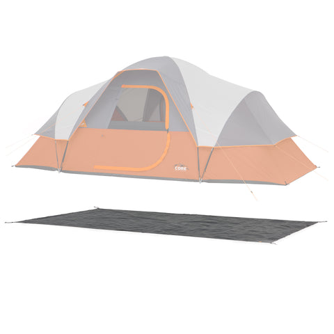 9 person dome tent above tarp footprint