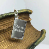 Hand engraved book charm Charles Dickens