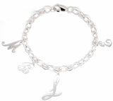 Initial Charms on Bracelet Silver