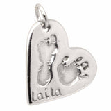 Silver Handprint and Footprint Heart Pendant