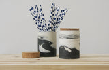 MAX- Ceramic jar in black and white marbled pattern