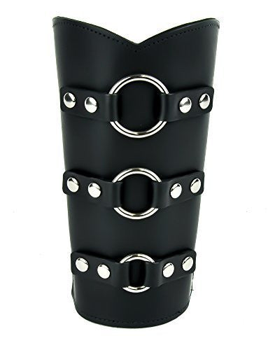 3 O Ring Leather Wristband Heavy Metal Armband Gauntlet