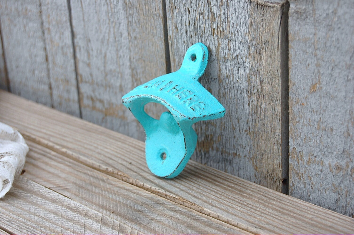 Aqua wall mount bottle opener - The Vintage Artistry