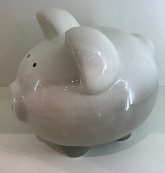 grey piggy bank