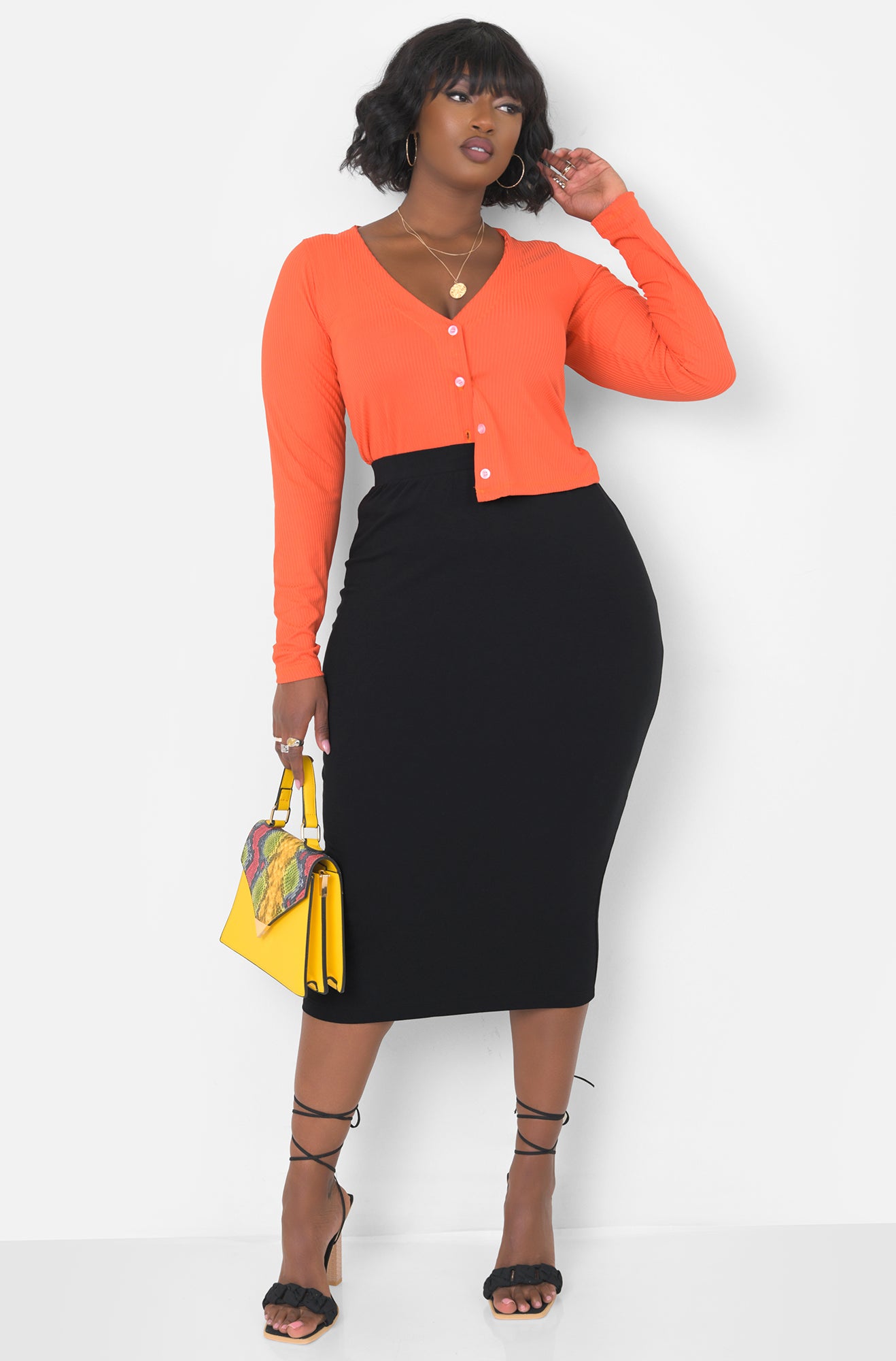 Essential Bodycon Midi Skirt - Black – REBDOLLS