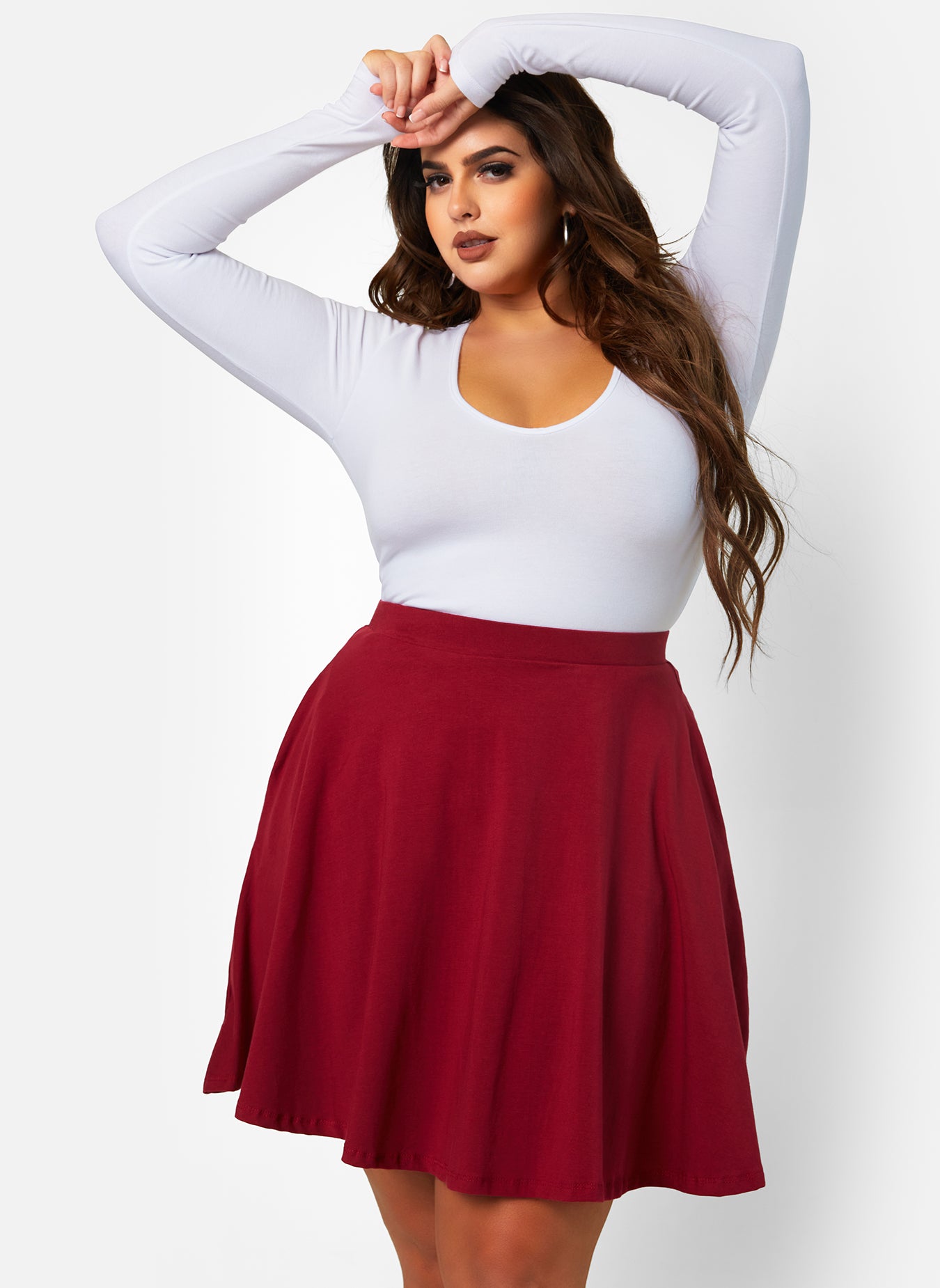 Essential Mini Skater Skirt W. Pockets - Burgundy – REBDOLLS