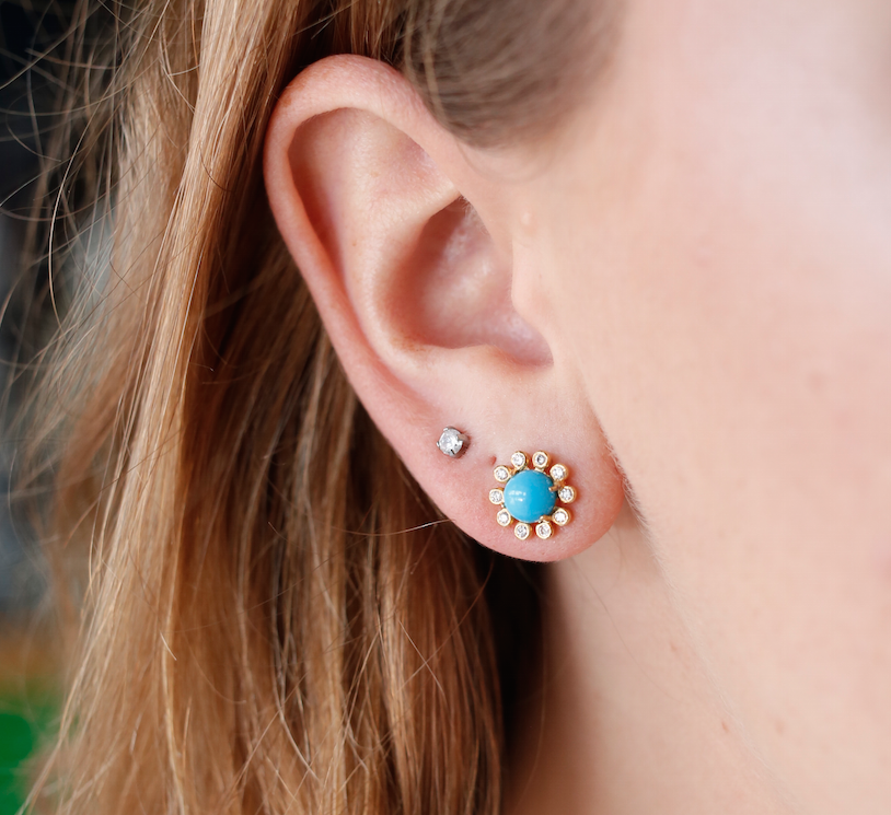 sleeping beauty turquoise diamond studs