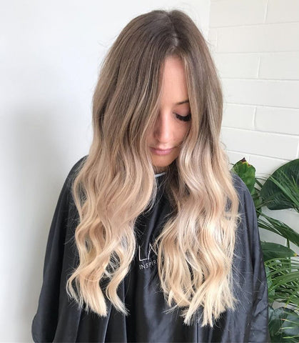 blonde balayage after halo hair extensions