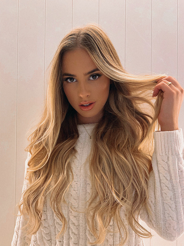 light blonde halo hair extensions