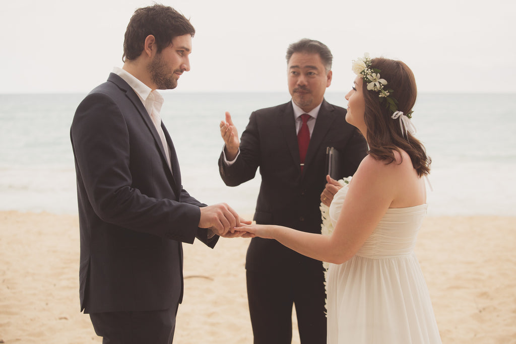 Bride and Groom Marry at Waimanalo Beach, Hawaii