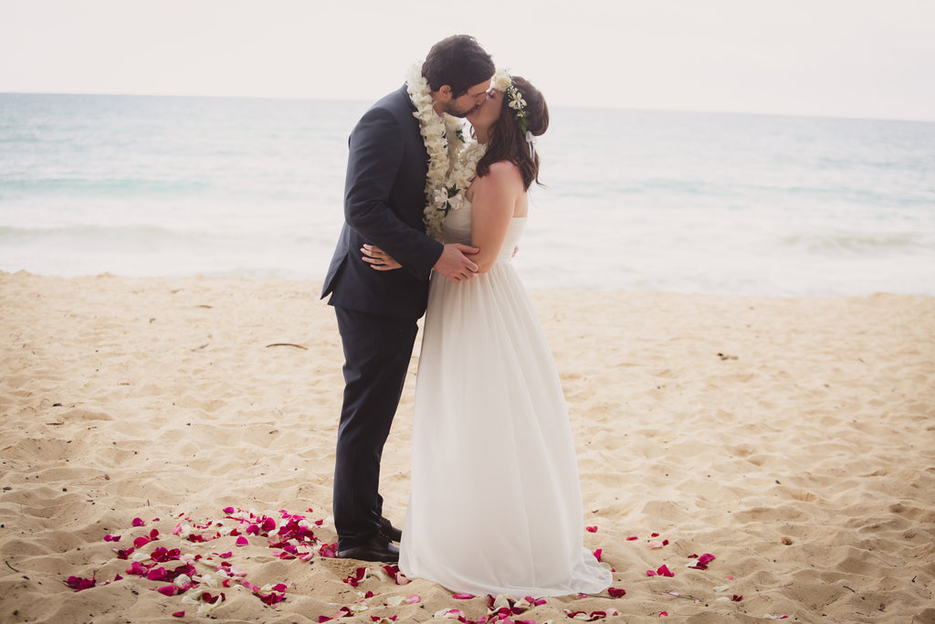 You may kiss the Bride. Waimanalo Bay Beach Wedding