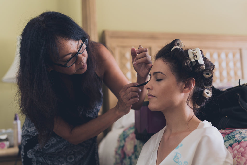 Hair and Makeup Artist and Bride
