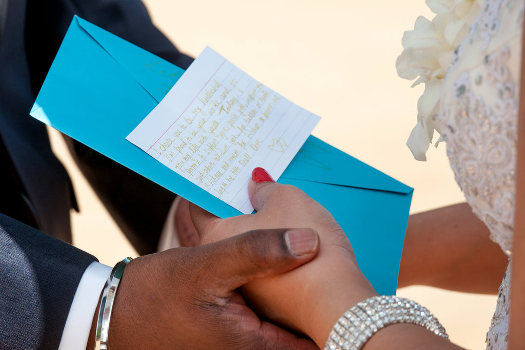 Bride reads her Vows during Wedding in Maui, Hawaii