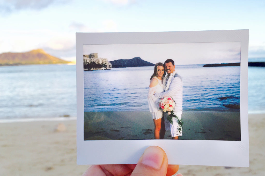 Polaroid Moments of Bride and Groom in Hawaii