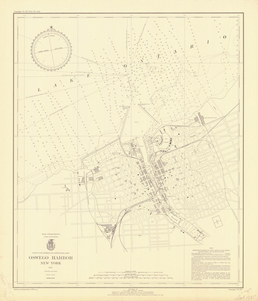 Lake Ontario - Oswego Harbor Map - 1935