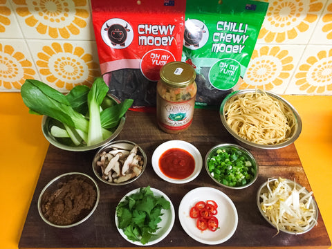 Chewy Mooey beef jerky ramen noodle ingredients