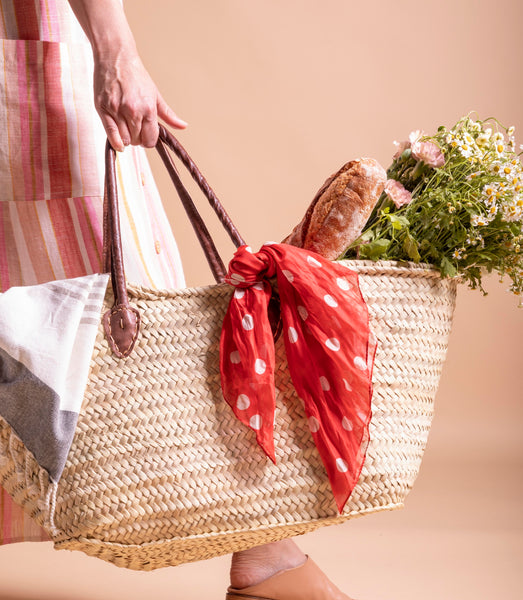 Leather Handle Picnic Basket