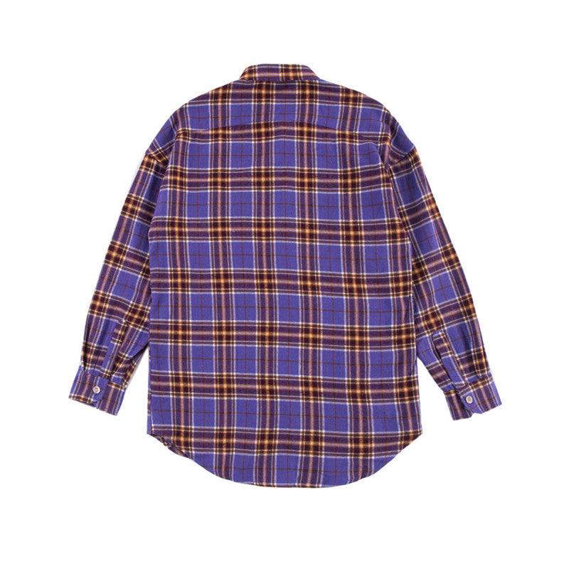 checkered purple shirt