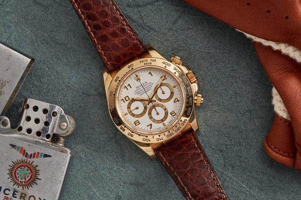 gold daytona leather strap