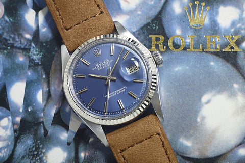 rolex datejust blue dial vintage