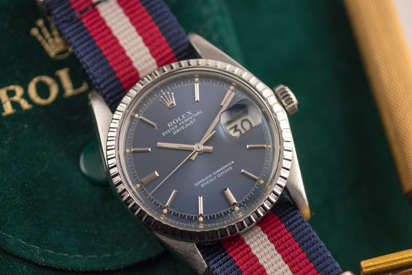 rolex datejust 1603 blue dial