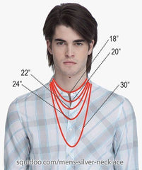 A sizing chart for Mens chains. 