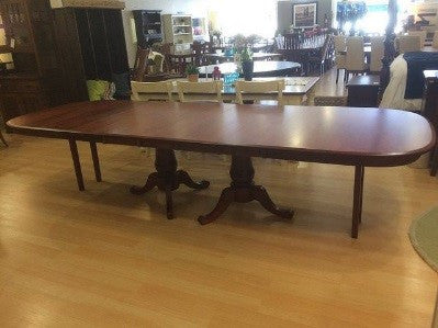 chancellor double pedestal table with drop down legs