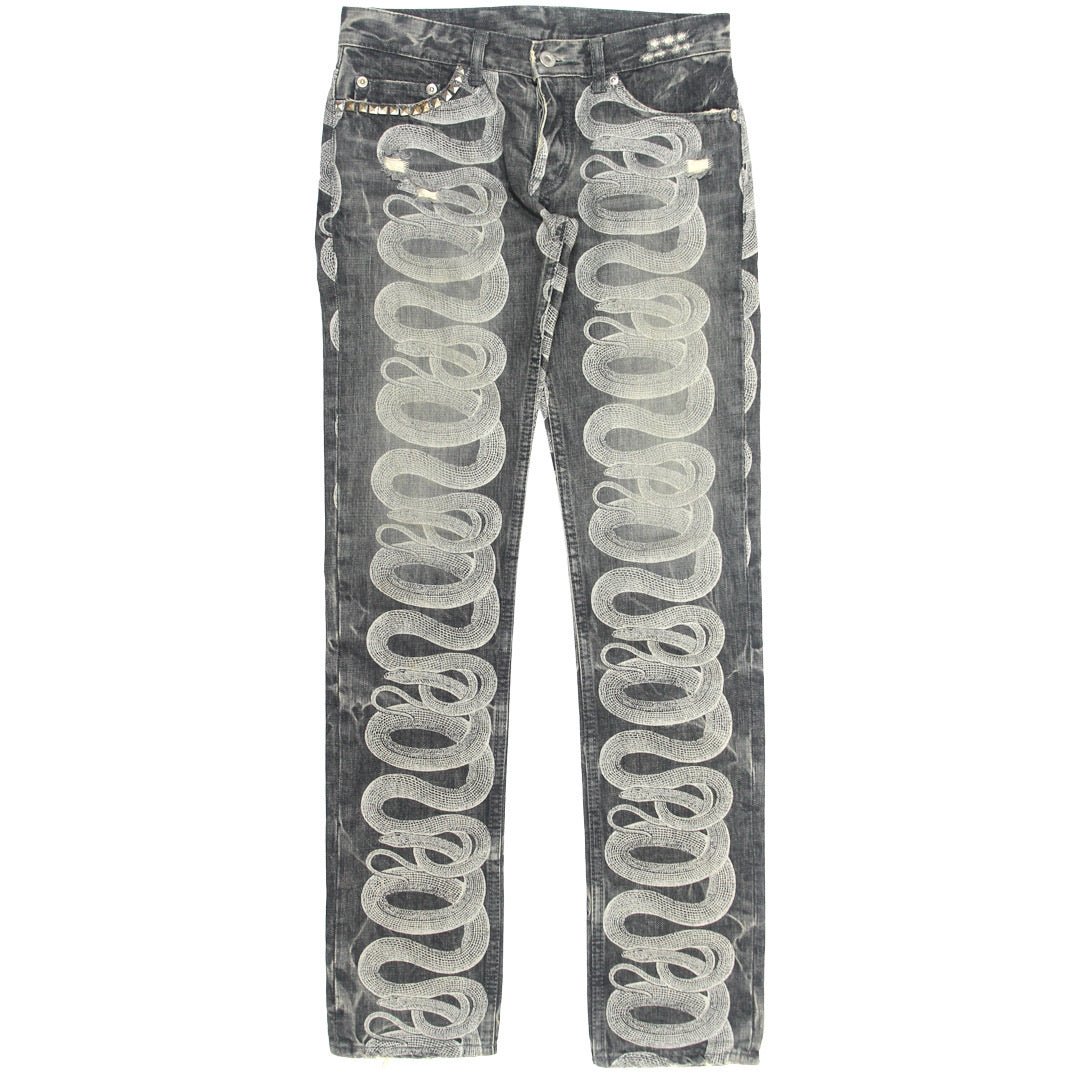 Hysteric Glamour Black Faded/Studded Snake Denim 27 XS
