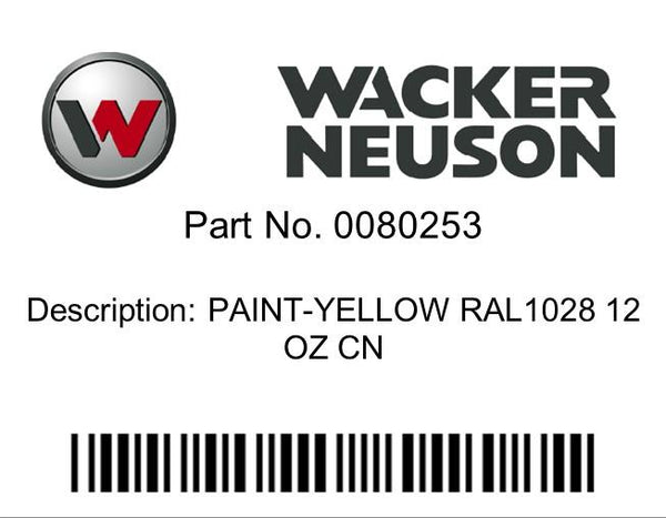 Wacker Neuson Paint Yellow Ral1028 12 Oz Cn Part Hydro Technology Systems Inc