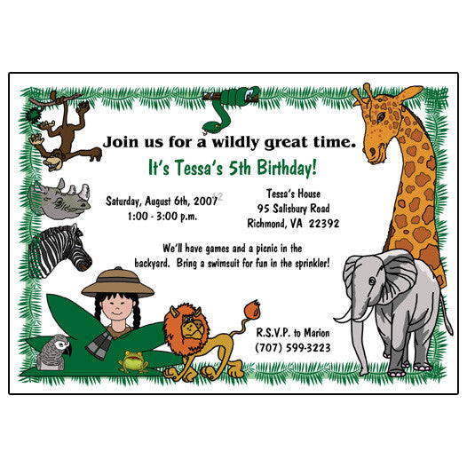 Jungle or Safari Birthday Party Invitation - Girl – Mandys Moon  Personalized Gifts