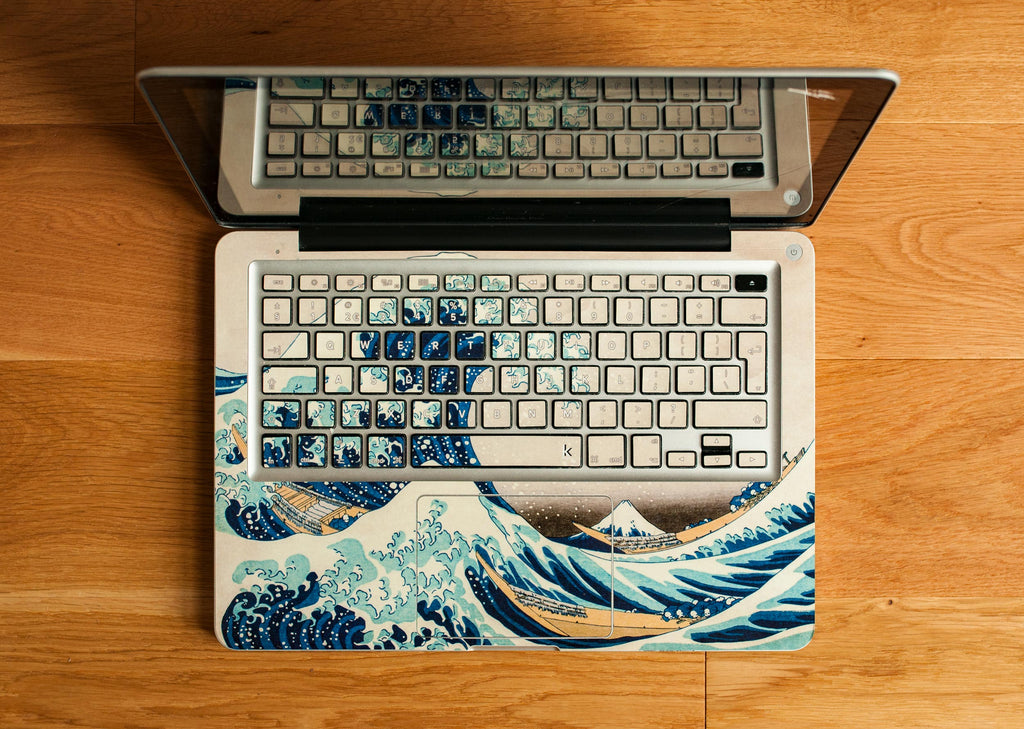 Great wave of Kanagawa MacBook skin and matching keyboard stickers