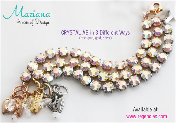 Mariana Crystal AB Swarovski Bracelet in 3 Different Metal Finishes