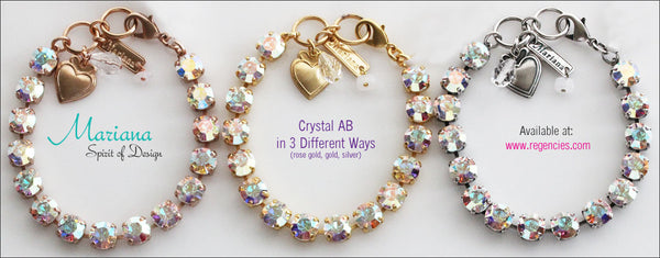 Mariana Crystal AB Swarovski Bracelet in 3 Different Metal Finishes