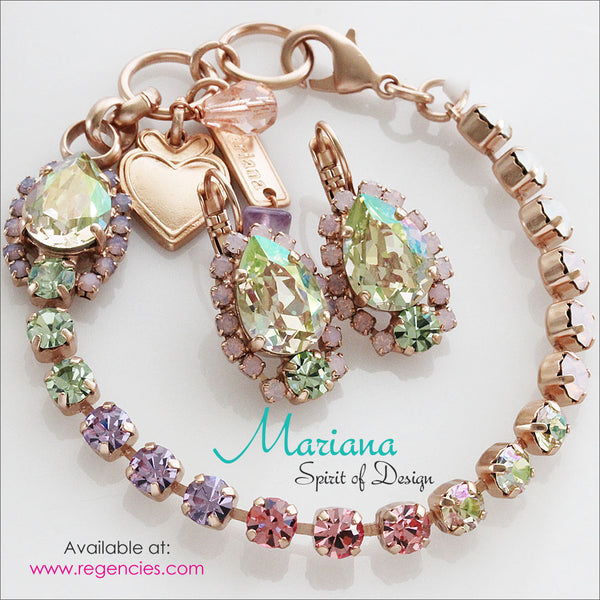 Mariana Pina Colada Teardrop Surrounding Crystal Earrings & Tennis Braclet