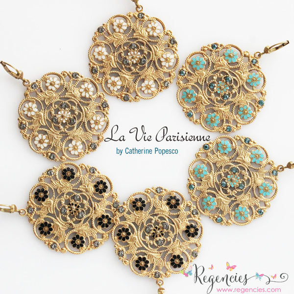 Catherine Popesco Enamel Flower Medallion Earrings