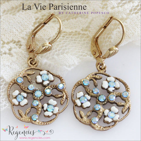 Catherine Popesco La Vie Parisienne Enamel Swarovski Floral Earrings