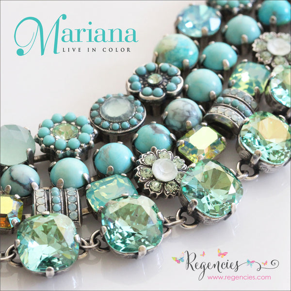 Mariana Swarovski Turquoise Pacific Opal Chrysolite Gemstone Bracelets 
