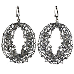 Catherine Popesco La Vie Parisienne Ornate Open Hoop Crystal Earrings