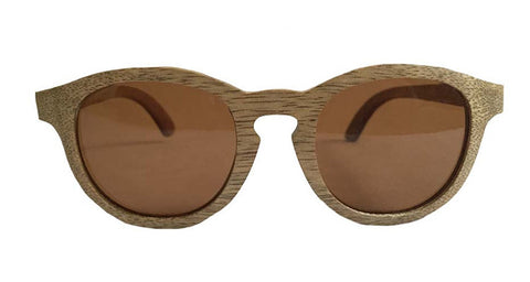 Vintage Retro Circle Hipster Wooden Sunglasses