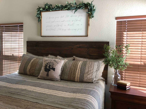 Mill Stripe Bedding DIY Headboard