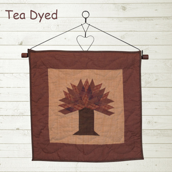 Autumn Tree Tea Dyed Quilt Block