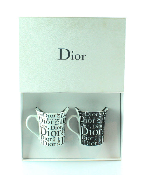Christian Dior Black And White Mono Mugs Set