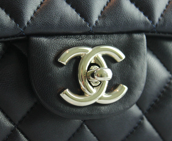 Chanel East West Lambskin Single Flap Navy SH 08/09