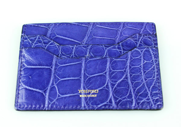 Tom Ford Blue Croc Leather Card Holder