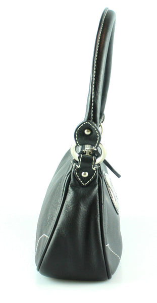 Christian Dior Small Black Logo Plate Shoulder Bag