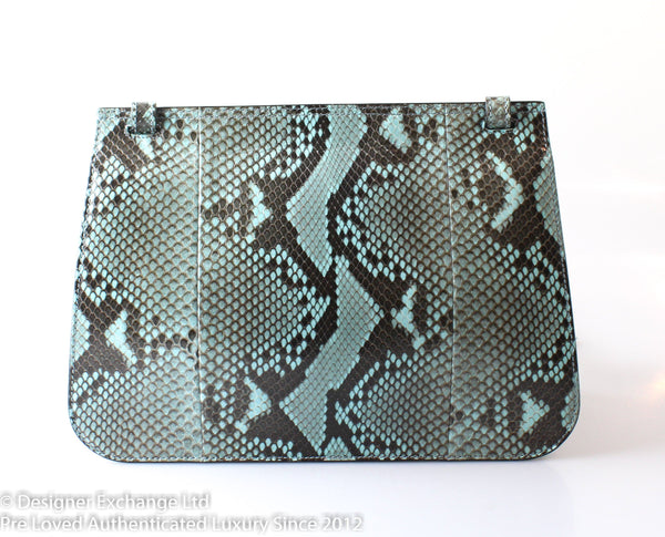 Gucci Daily Flap Python Turquoise/Black With Bamboo Tassle