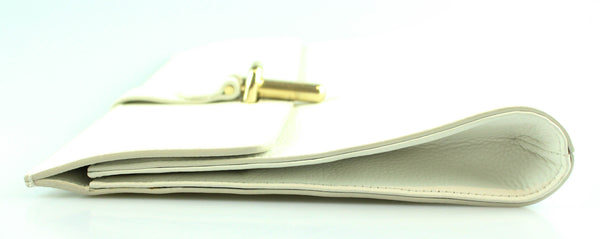 Balenciaga White Leather Tube Clutch GH