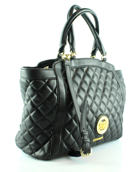 Moschino Black Quilted Leather Zipped Tote