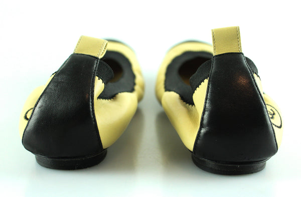 Chanel Beige?Black Leather Pumps EUR 37.5 UK 4.5